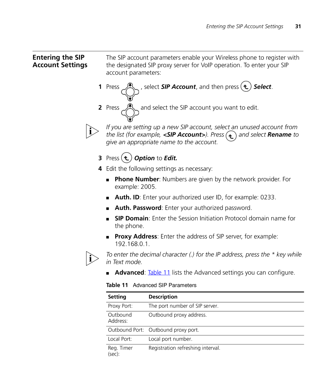 3Com 3C10408A manual Press Option to Edit, Advanced lists the Advanced settings you can configure 