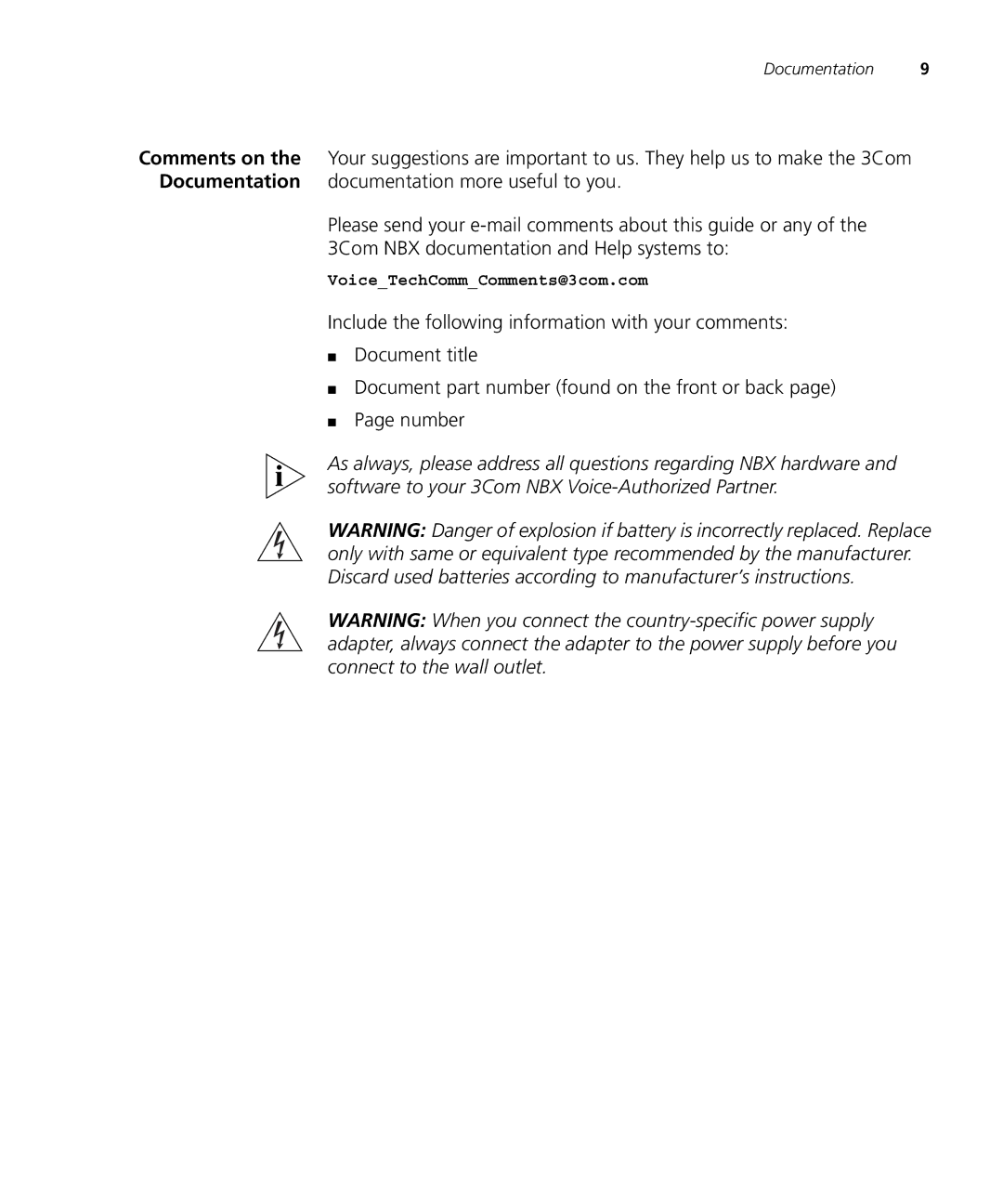 3Com 3C10408A manual VoiceTechCommComments@3com.com 