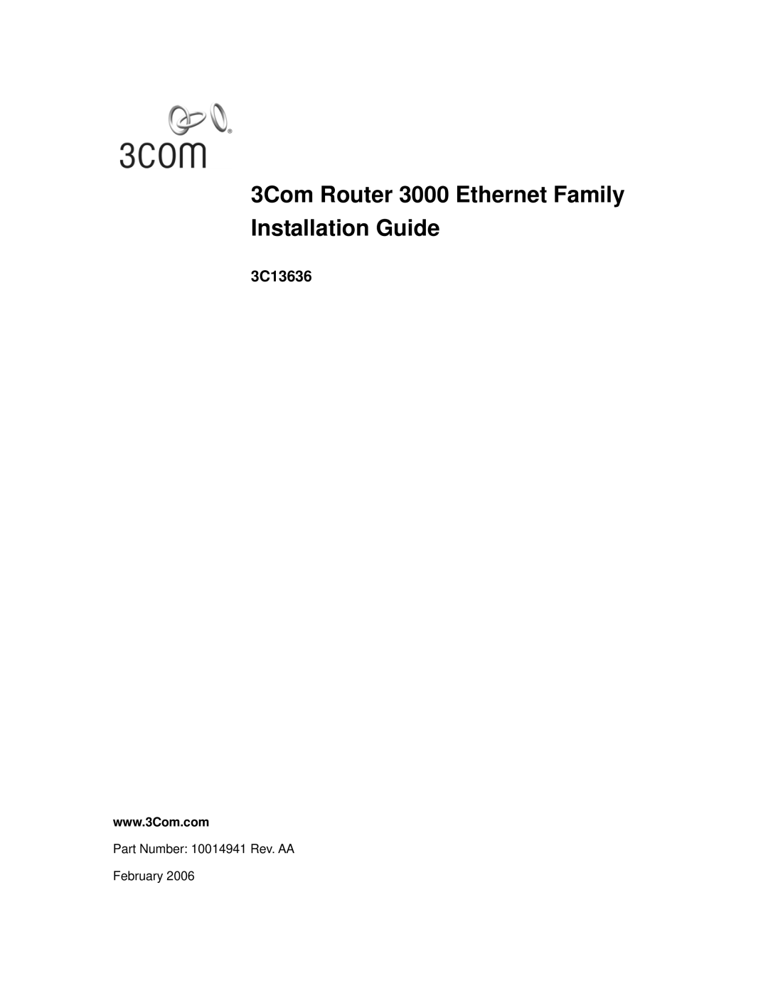 3Com 3C13636 manual 3Com Router 3000 Ethernet Family Installation Guide 