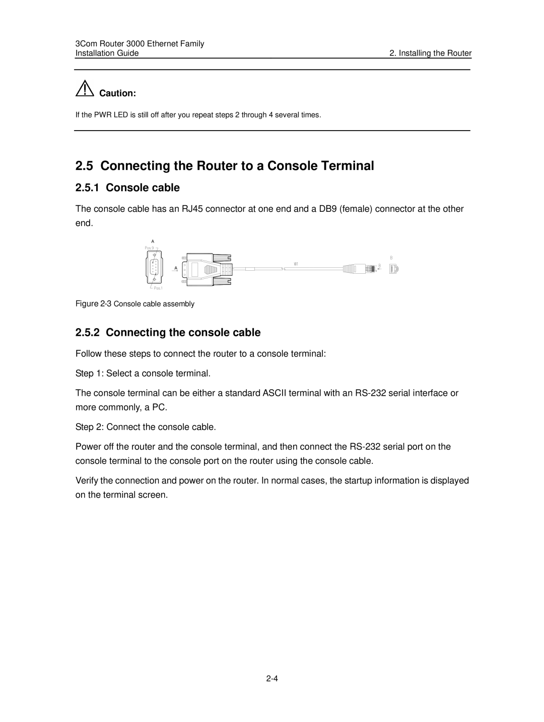 3Com 3C13636 manual Connecting the Router to a Console Terminal, Console cable, Connecting the console cable 