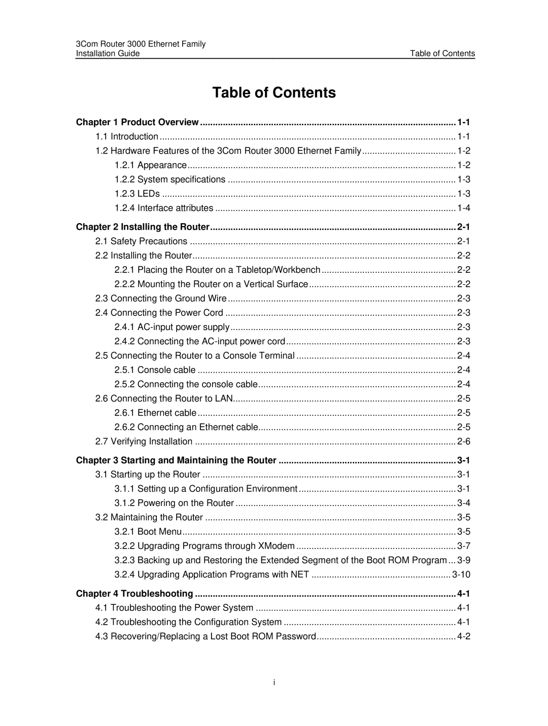 3Com 3C13636 manual Table of Contents 