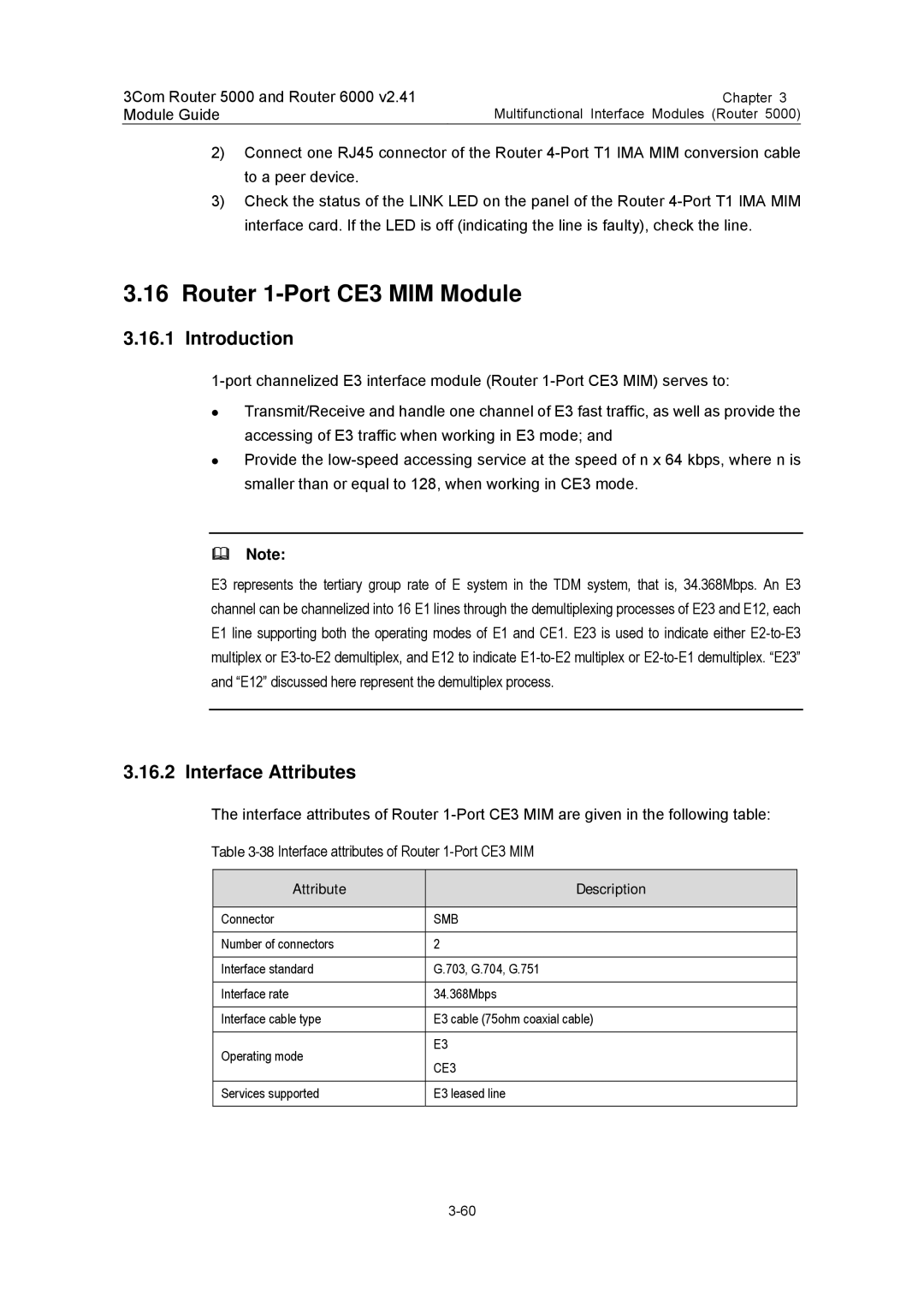 3Com 3C13840, 3C13759, 3C13701, 3C13880, 3C13751 manual Router 1-Port CE3 MIM Module, Smb 