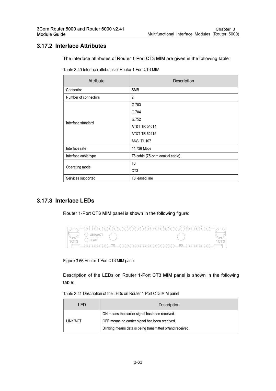 3Com 3C13759, 3C13701, 3C13880, 3C13840, 3C13751 manual Router 1-Port CT3 MIM panel is shown in the following figure 