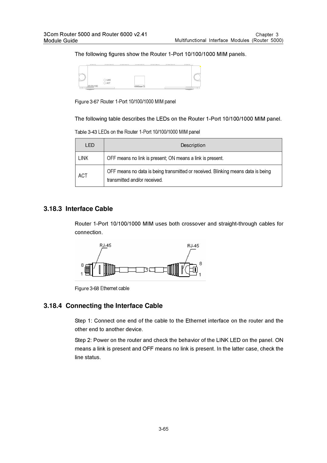 3Com 3C13701 3C13751 3C13755 3C13759 3C13840 3C13880 manual 68Ethernet cable 