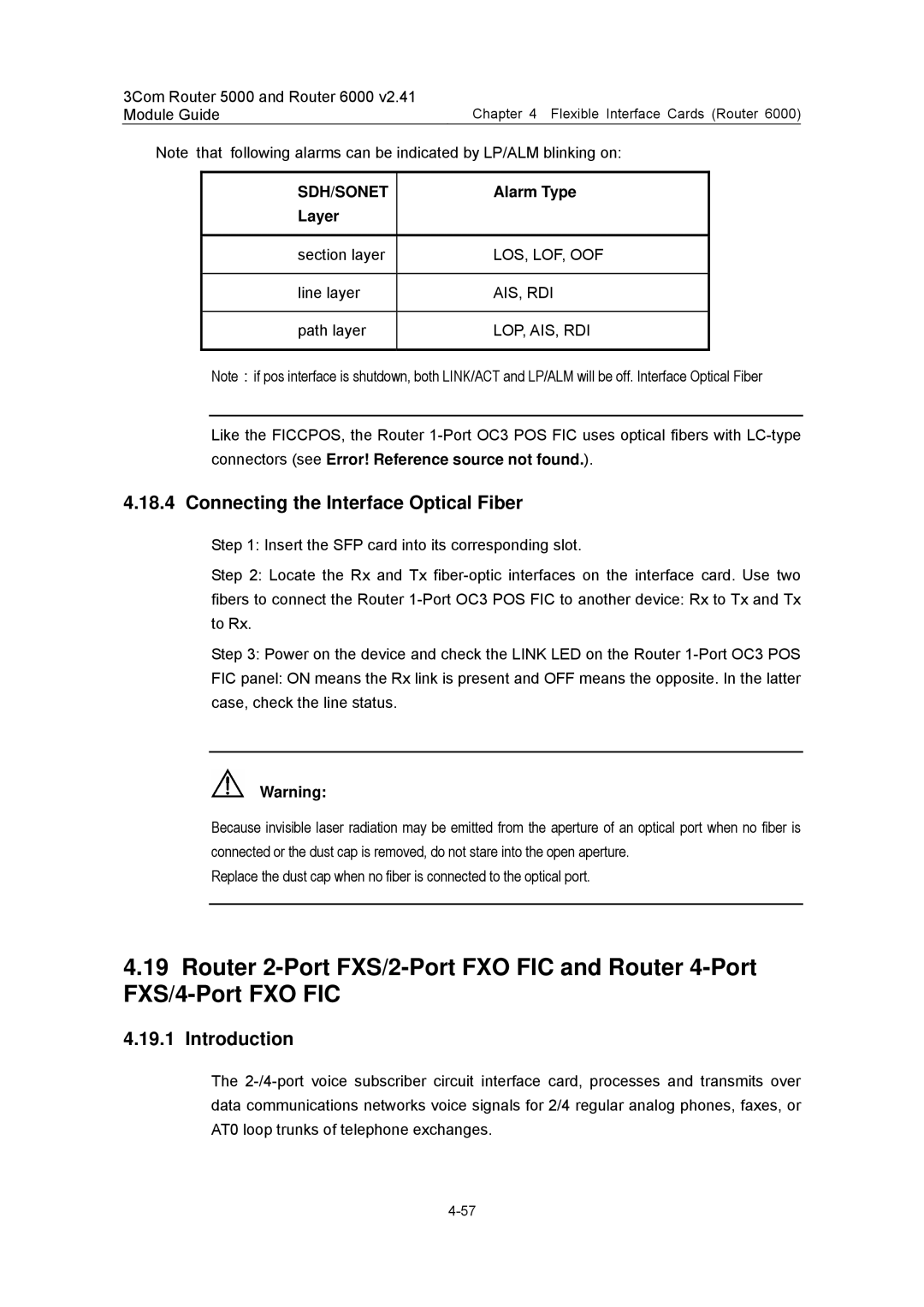 3Com 3C13701 3C13751 3C13755 3C13759 3C13840 3C13880 manual Los, Lof, Oof, Lop, Ais, Rdi 