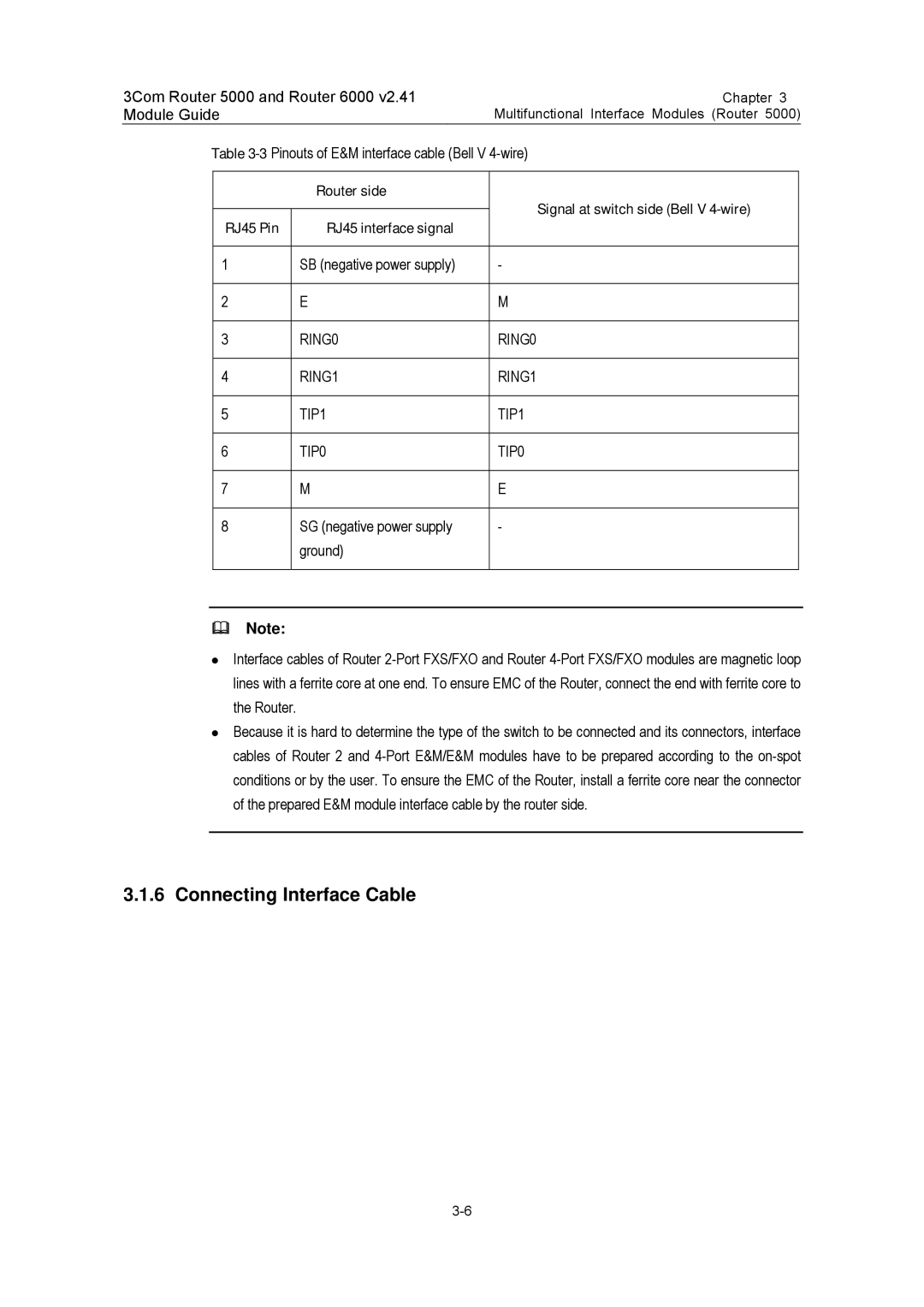 3Com 3C13840, 3C13759, 3C13701, 3C13880, 3C13751 manual Connecting Interface Cable, RING0 RING1 TIP1 TIP0 