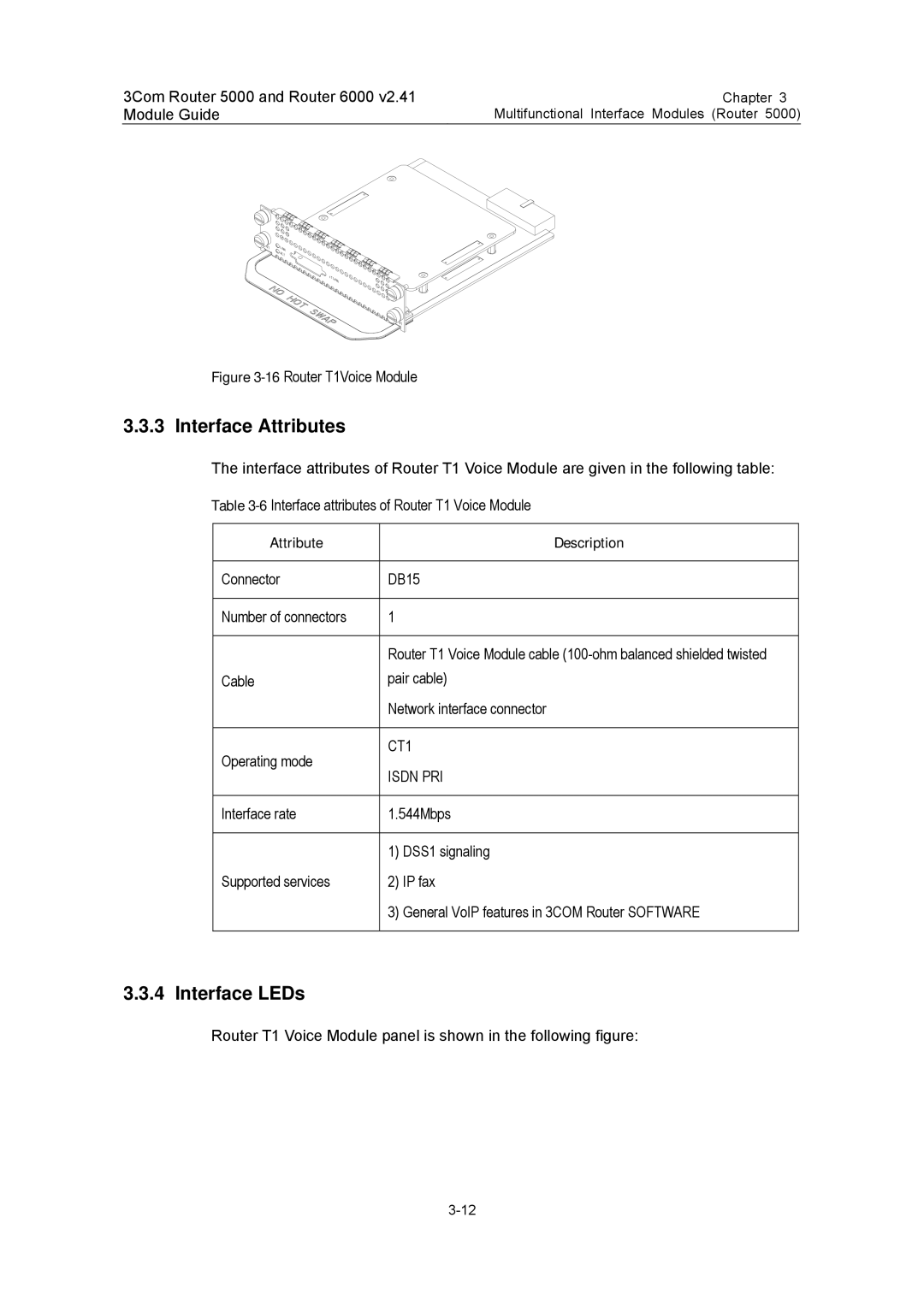 3Com 3C13701 3C13751 3C13755 3C13759 3C13840 3C13880 manual 16Router T1Voice Module, CT1 