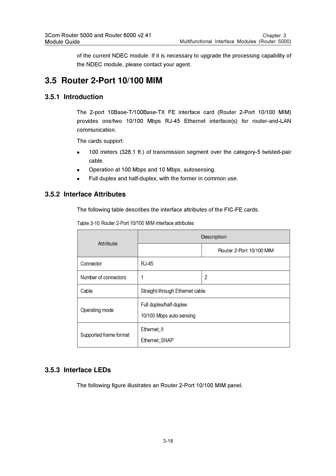 3Com 3C13840, 3C13759, 3C13701, 3C13880, 3C13751 manual Attribute Description Router 2-Port 10/100 MIM 