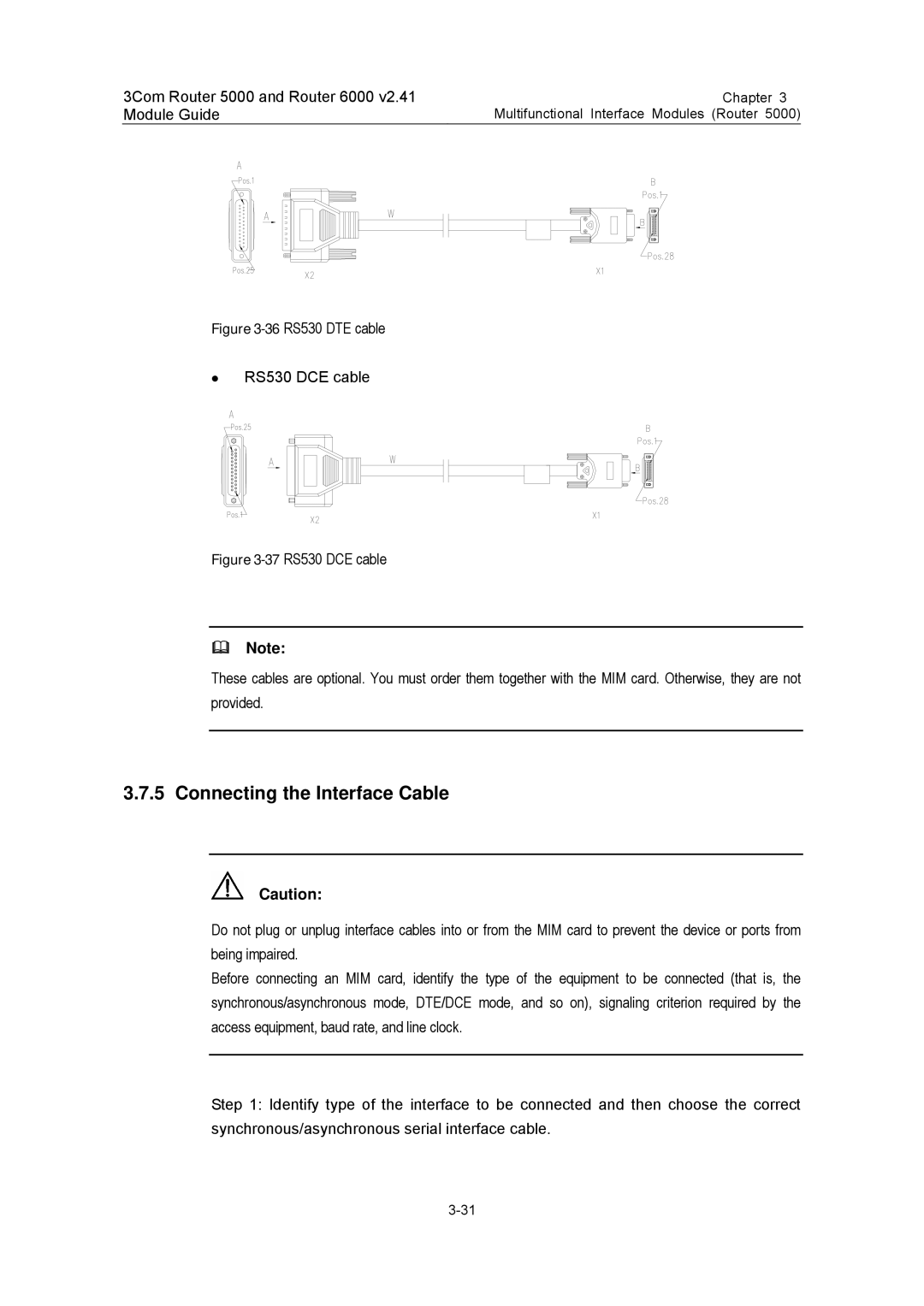 3Com 3C13751, 3C13759, 3C13701, 3C13880, 3C13840 manual 36RS530 DTE cable RS530 DCE cable 