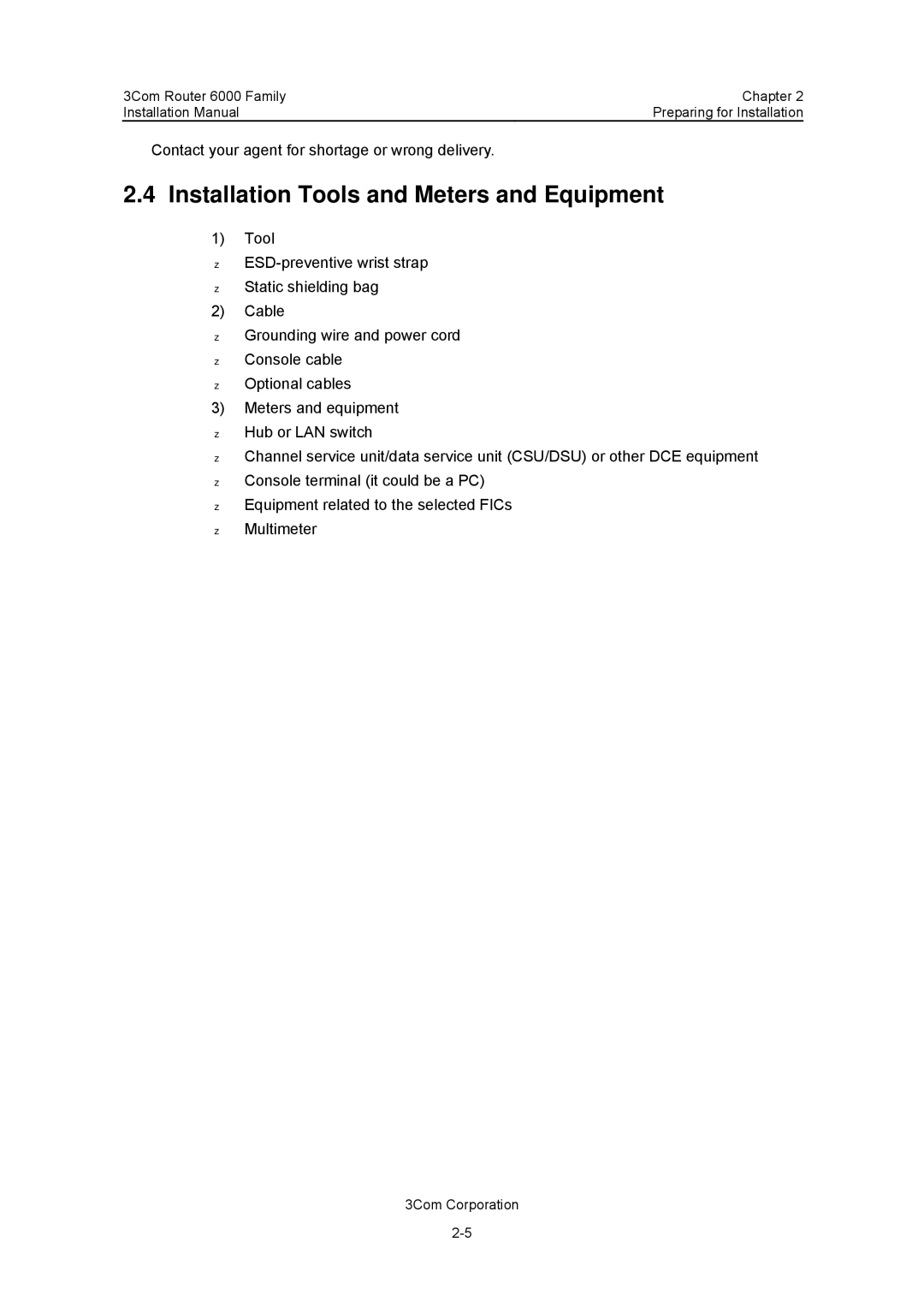 3Com 3C13880, 3C13840 manual Installation Tools and Meters and Equipment 