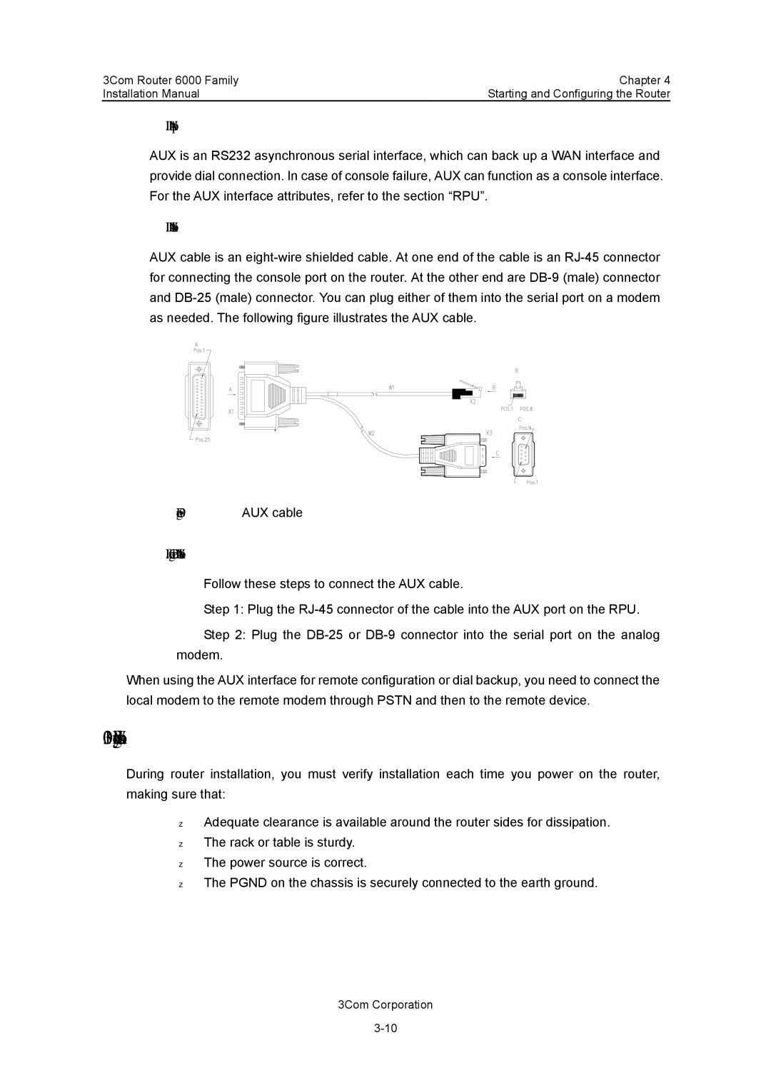 3Com 3C13880, 3C13840 manual Verifying Installation, AUX port, II. AUX cable, III. Connecting the AUX cable 