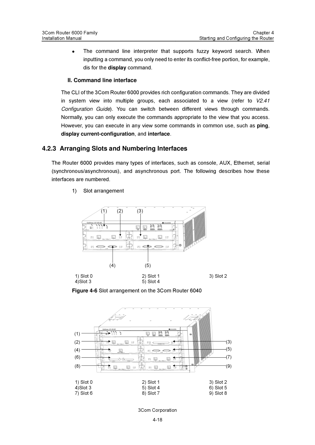 3Com 3C13880, 3C13840 manual Arranging Slots and Numbering Interfaces, II. Command line interface 