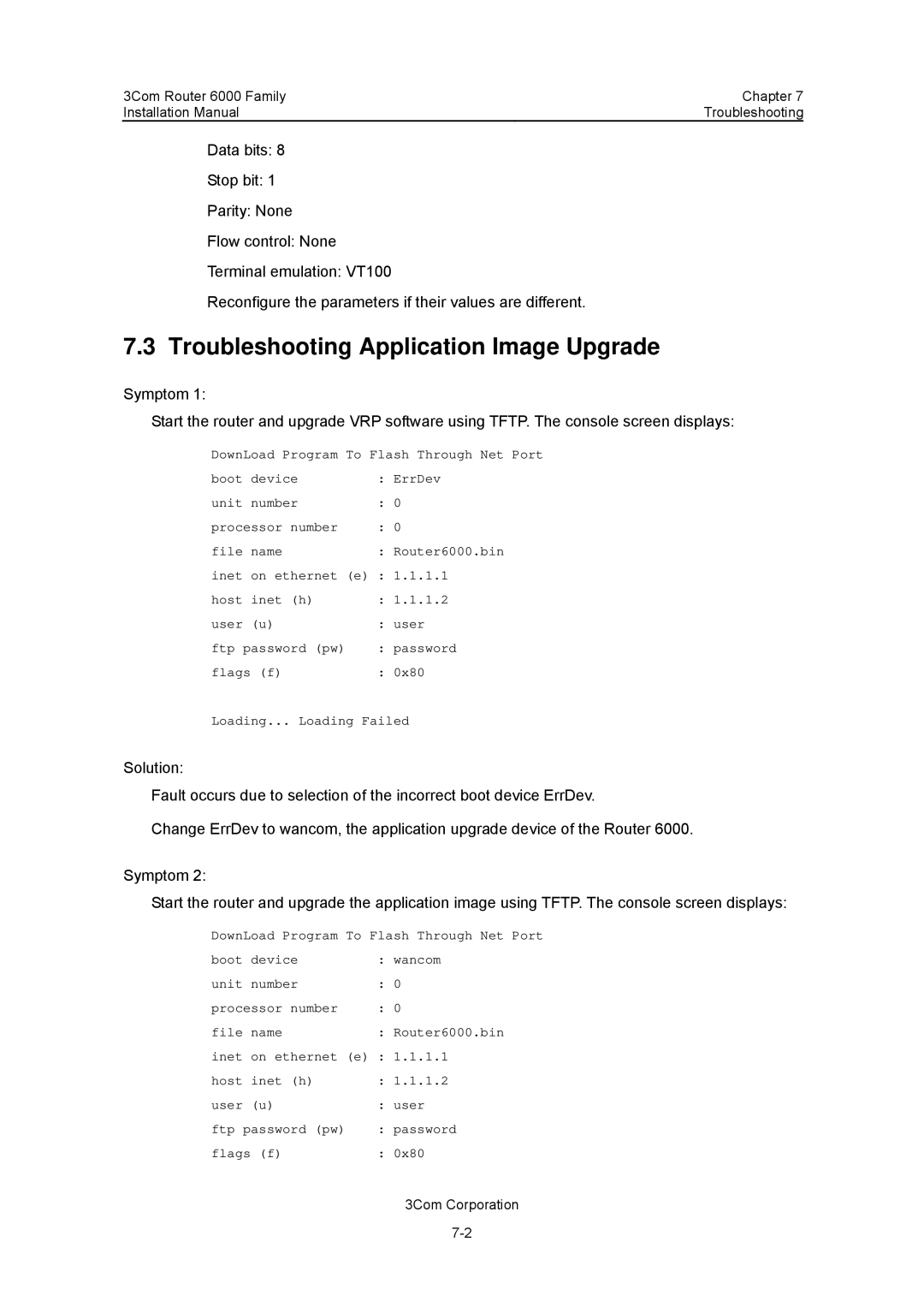 3Com 3C13880, 3C13840 manual Troubleshooting Application Image Upgrade 