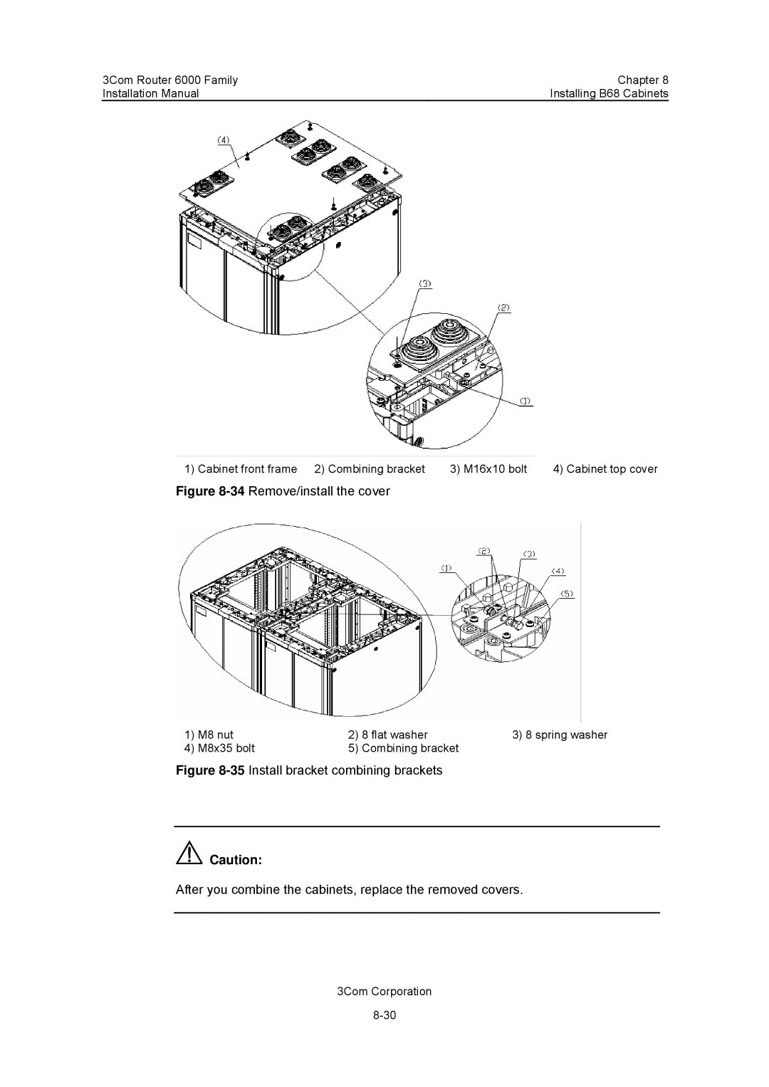 3Com 3C13880, 3C13840 manual 34Remove/install the cover 