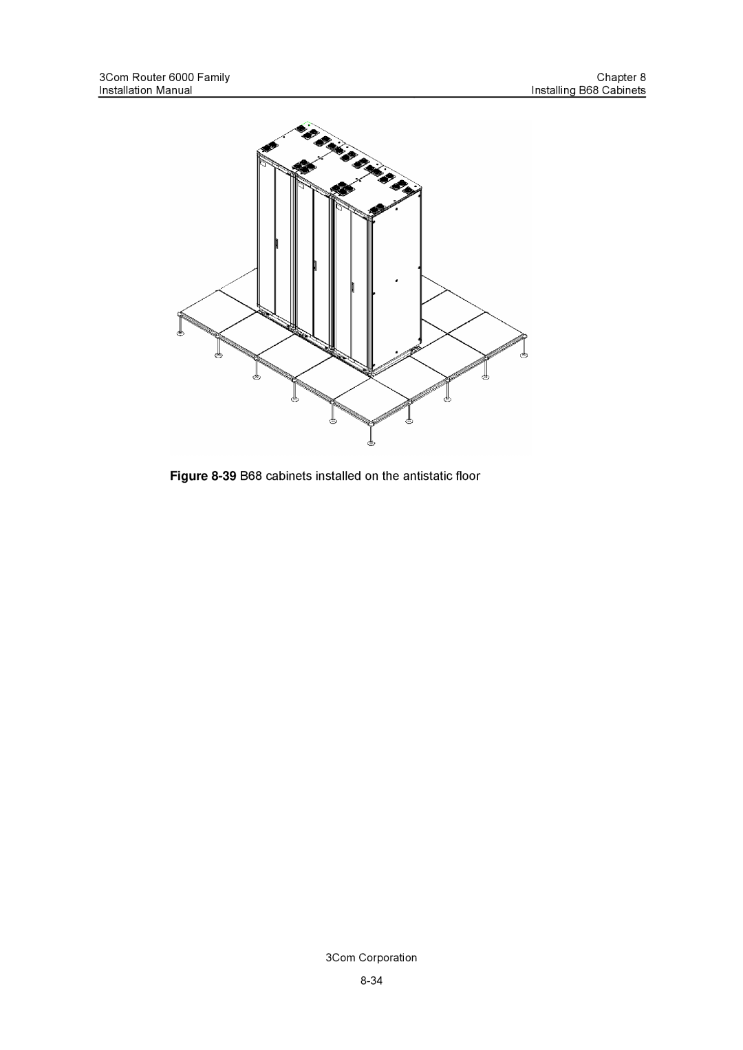 3Com 3C13880, 3C13840 manual 39B68 cabinets installed on the antistatic floor 