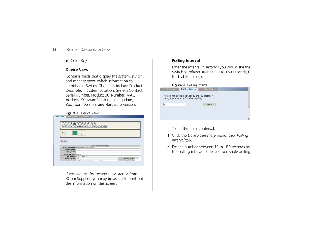 3Com 3C16491 manual Device View, Polling Interval 