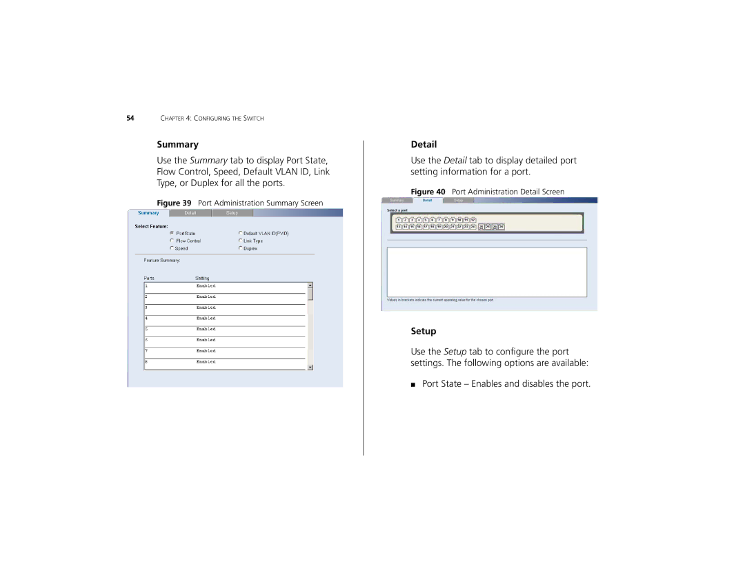 3Com 3C16491 manual Detail, Port Administration Summary Screen 