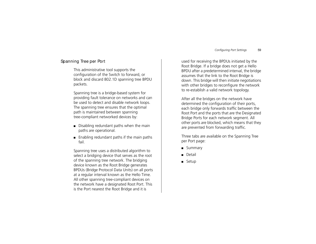 3Com 3C16491 manual Spanning Tree per Port 