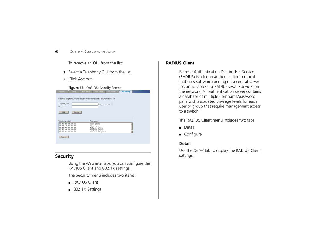 3Com 3C16491 manual Security, Radius Client 