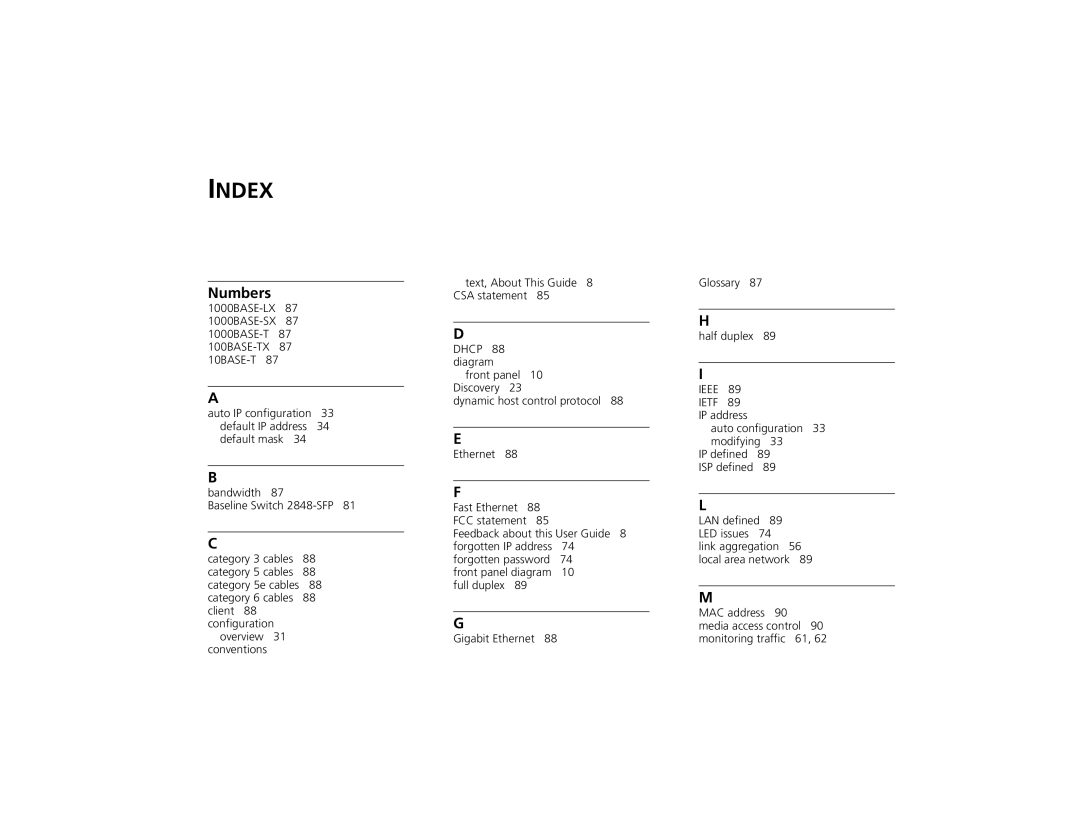 3Com 3C16491 manual Index, Numbers 