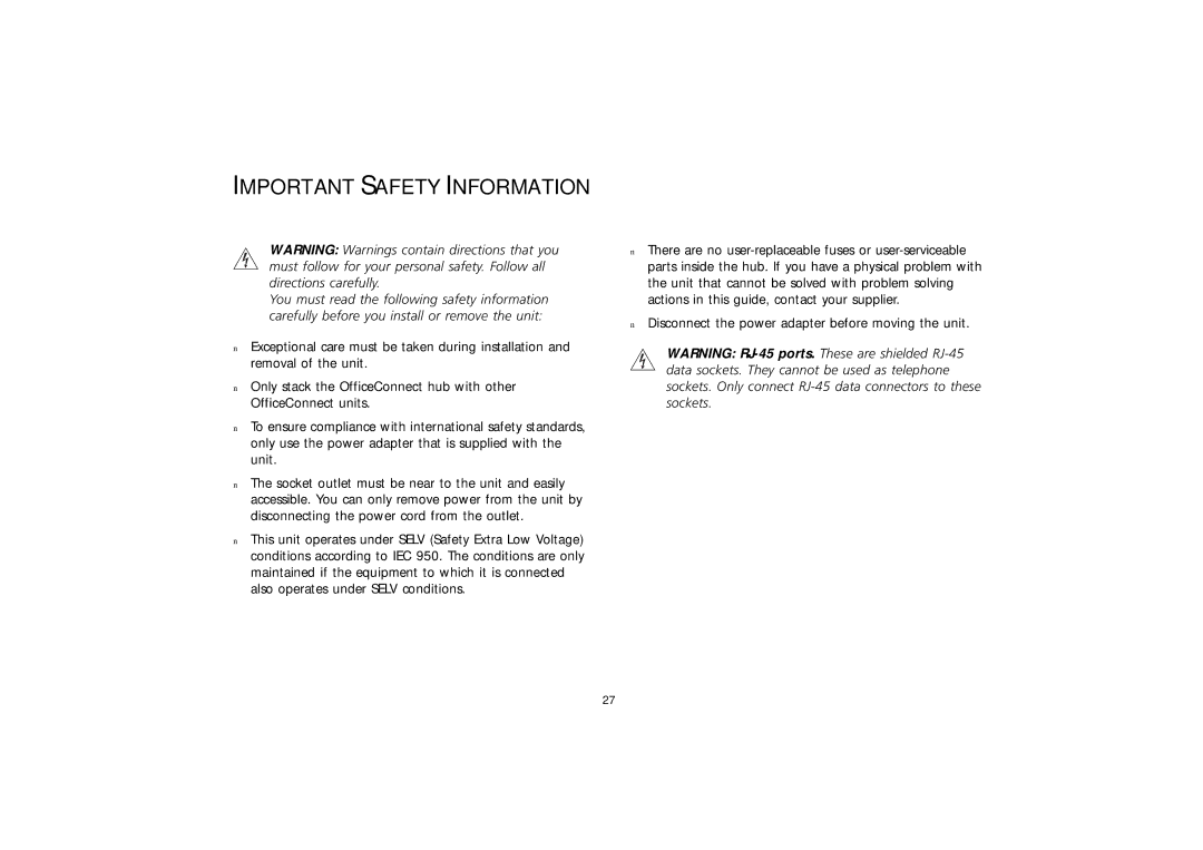 3Com 3C16703A, 3C16700A, 3C16701A manual Important Safety Information 