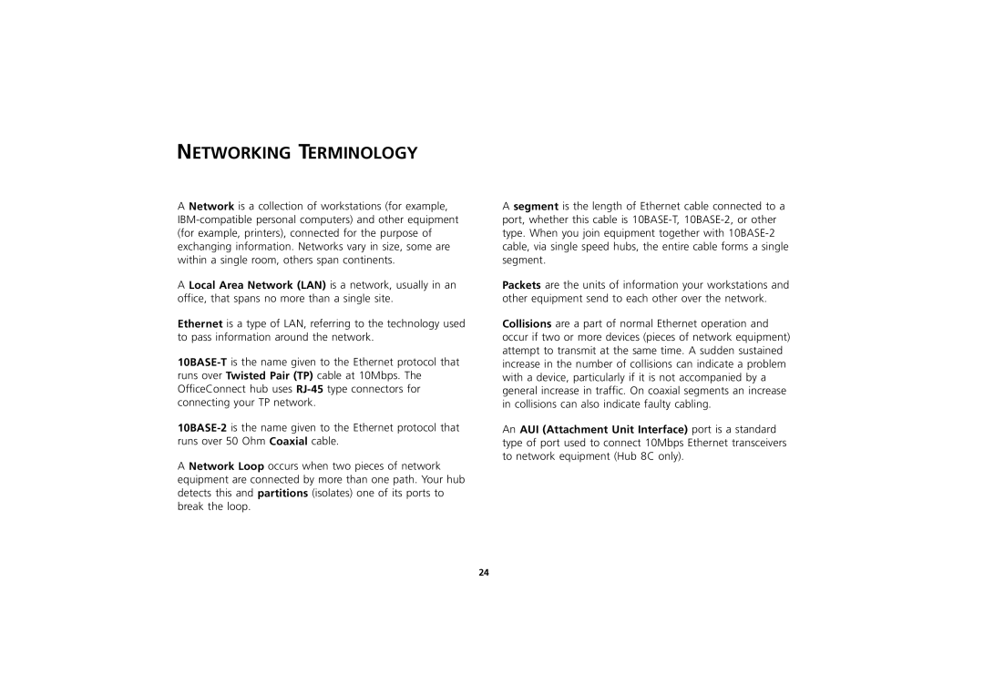 3Com 3C16703A, 3C16700A, 3C16701A manual Networking Terminology 