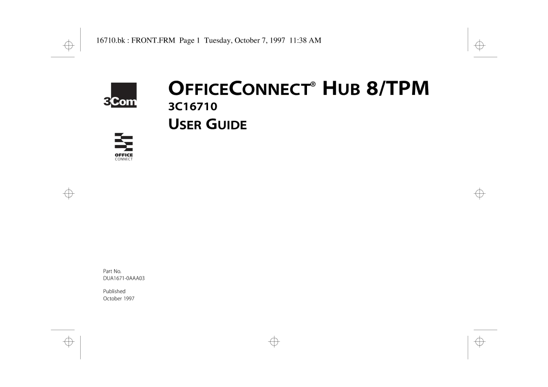 3Com 3C16710 manual User Guide, Bk FRONT.FRM Page 1 Tuesday, October 7, 1997 1138 AM 