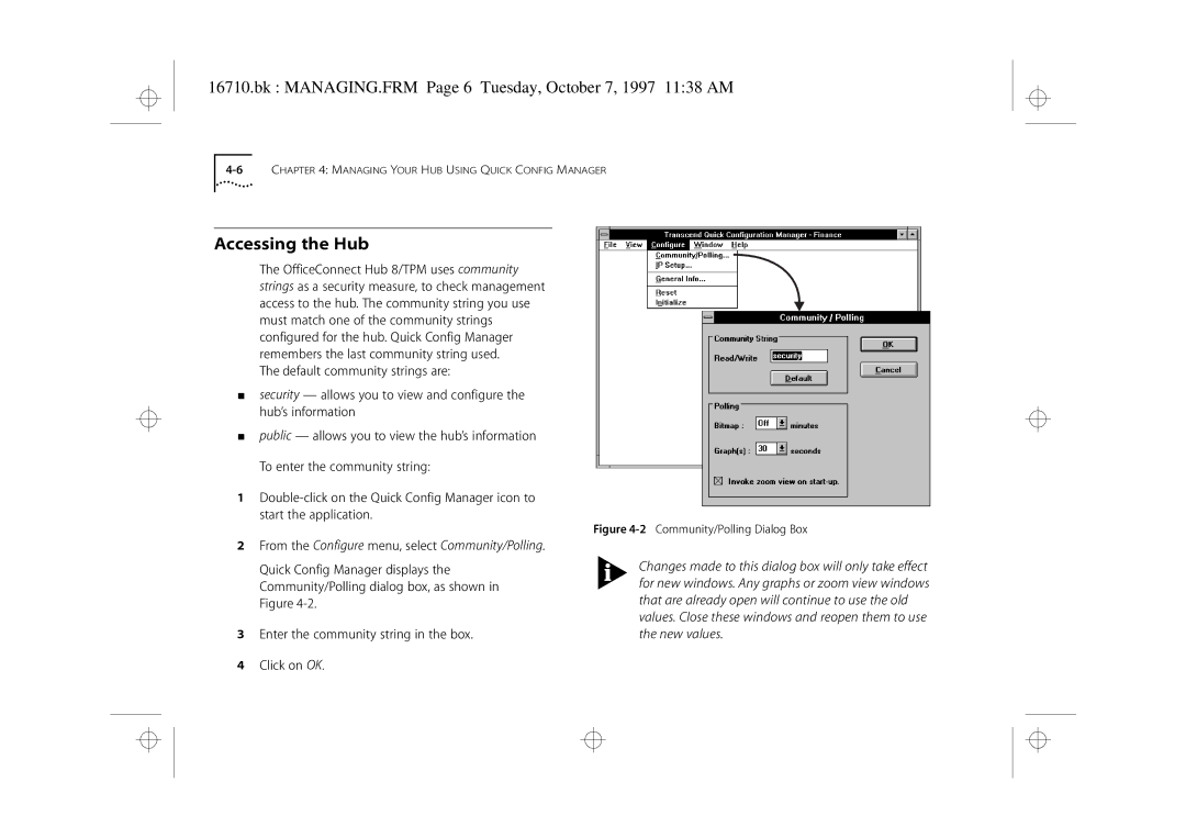 3Com 3C16710 manual Accessing the Hub, Bk MANAGING.FRM Page 6 Tuesday, October 7, 1997 1138 AM, Click on OK 