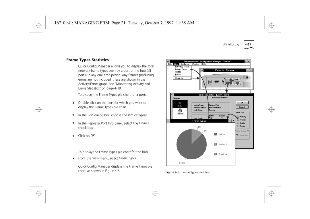 3Com 3C16710 manual Bk MANAGING.FRM Page 21 Tuesday, October 7, 1997 1138 AM, Frame Types Statistics 