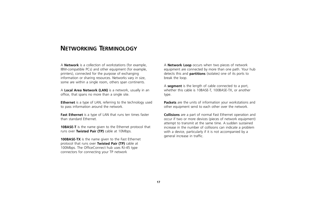 3Com 3C16723A, 3C16721A, 3C16722A manual Networking Terminology 