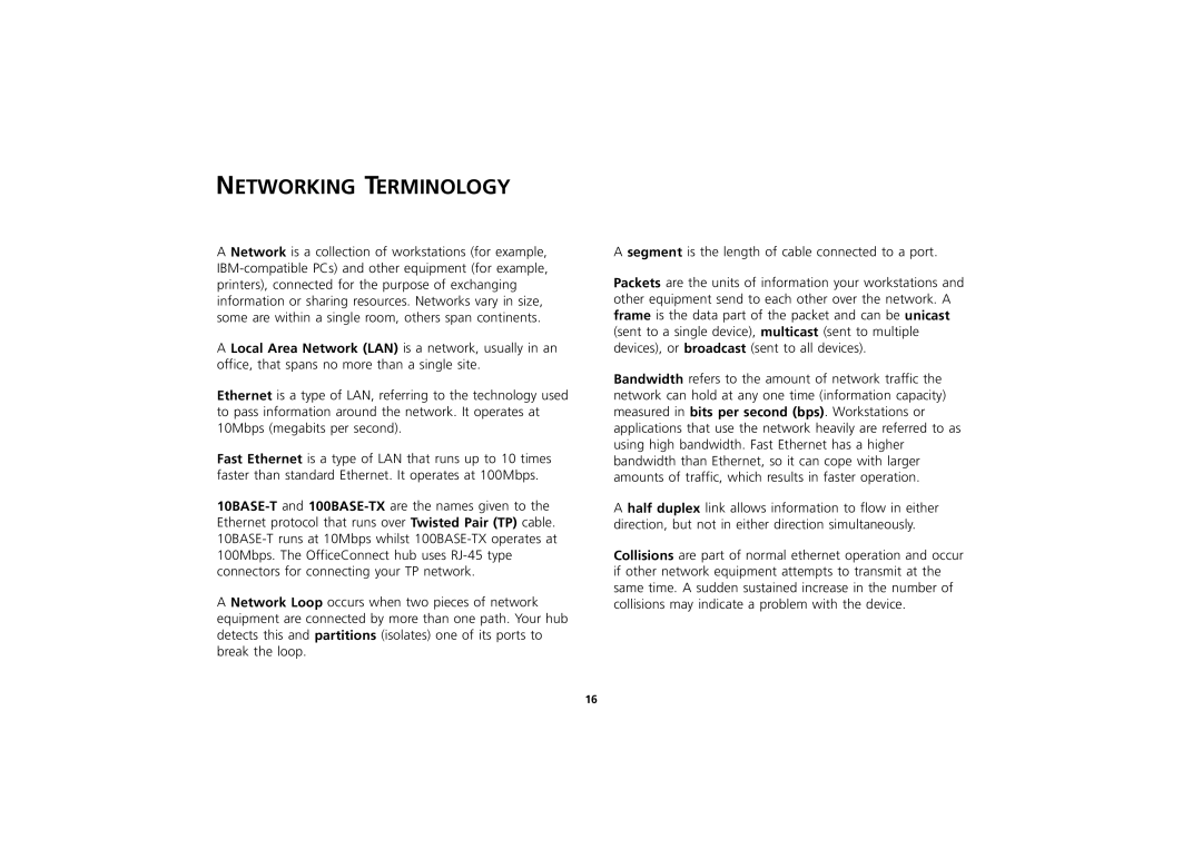 3Com 3C16751A manual Networking Terminology 