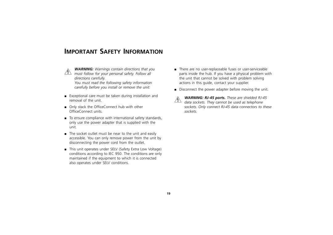 3Com 3C16751A manual Important Safety Information 