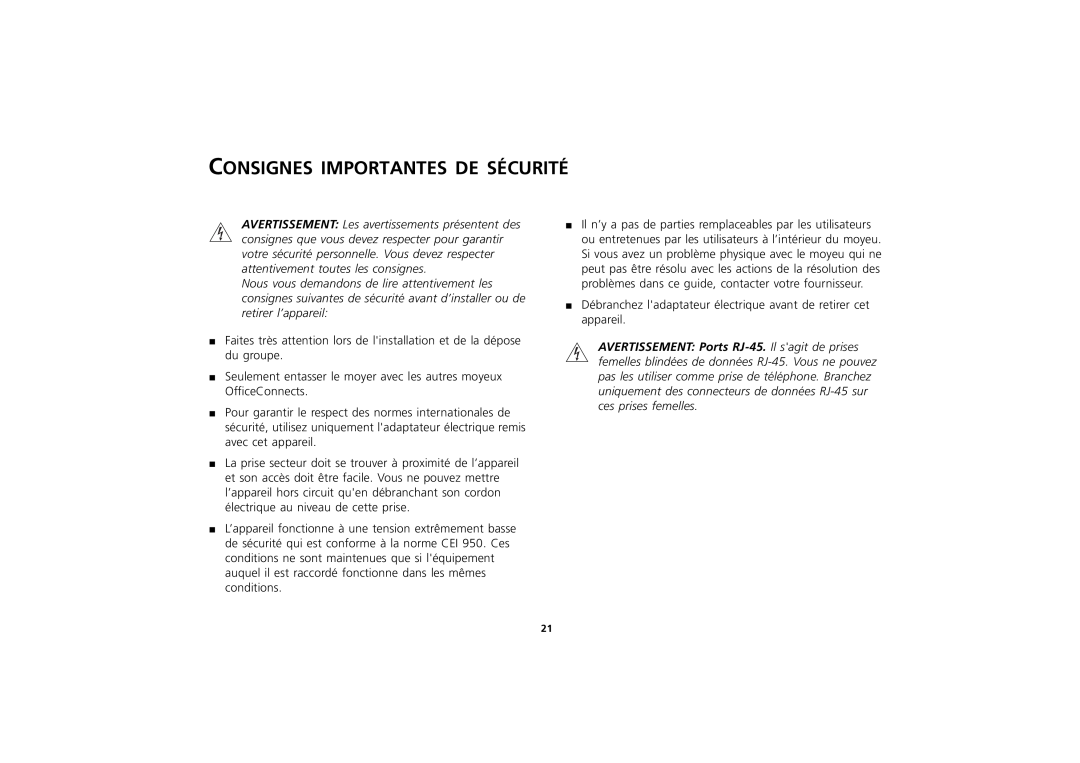3Com 3C16751A manual Consignes Importantes De Sécurité 