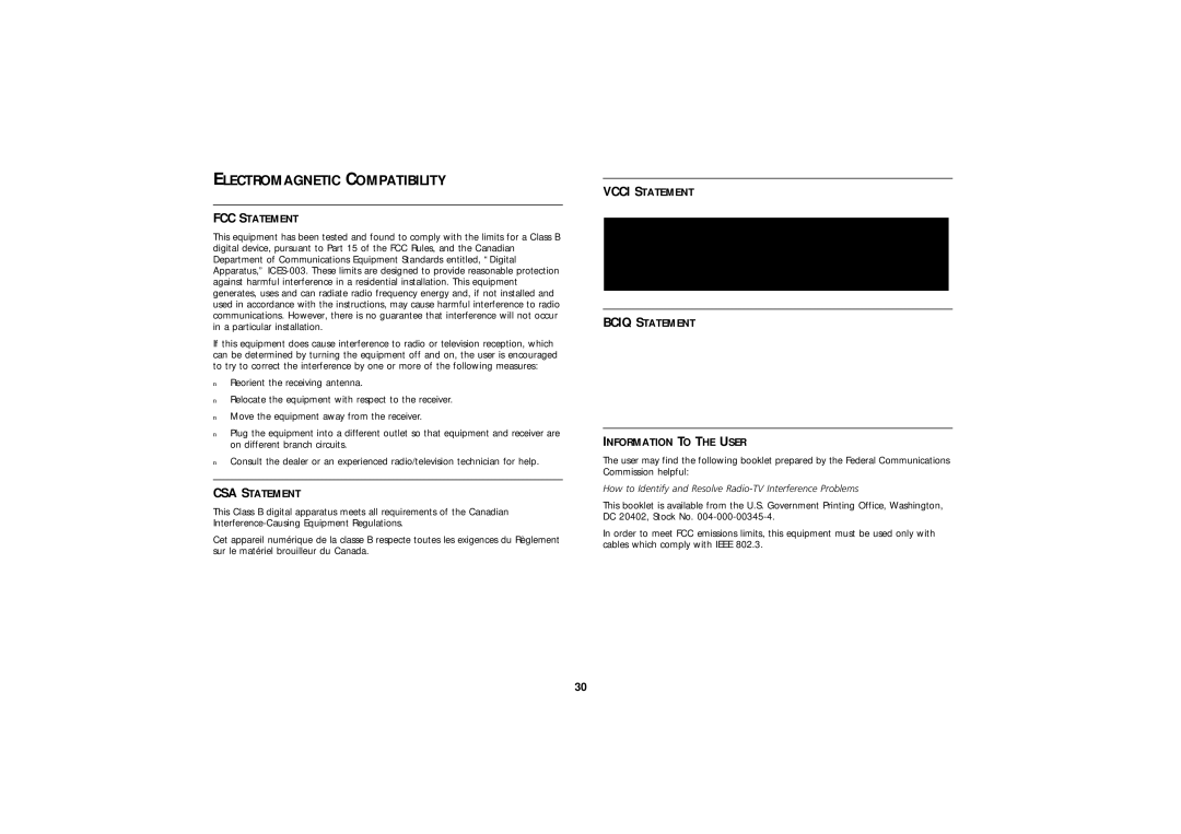 3Com 3C16751A manual Electromagnetic Compatibility 