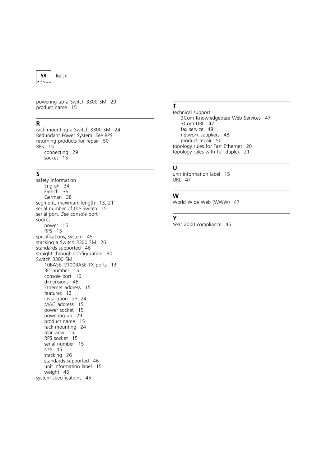 3Com 3C16987 manual Index 