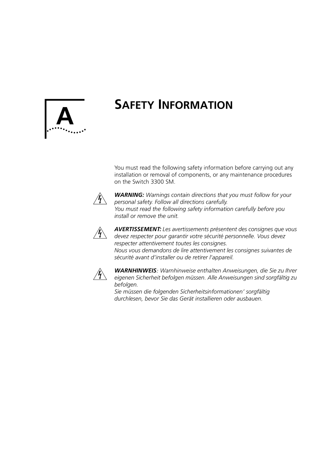 3Com 3C16987 manual Safety Information 