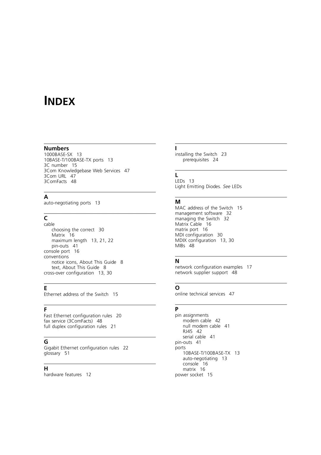 3Com 3C16987 manual Index 