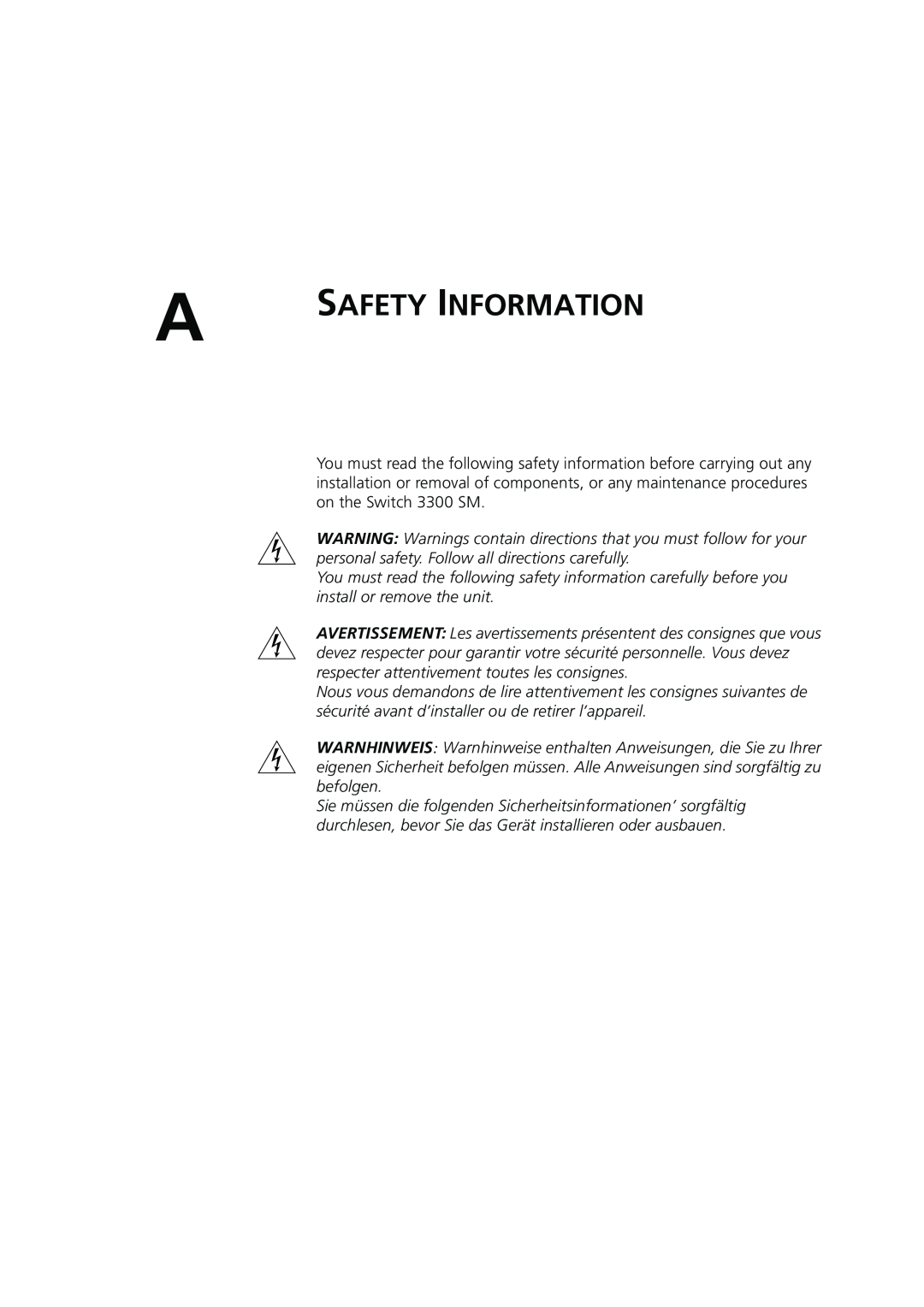3Com 3C16987A manual Safety Information 