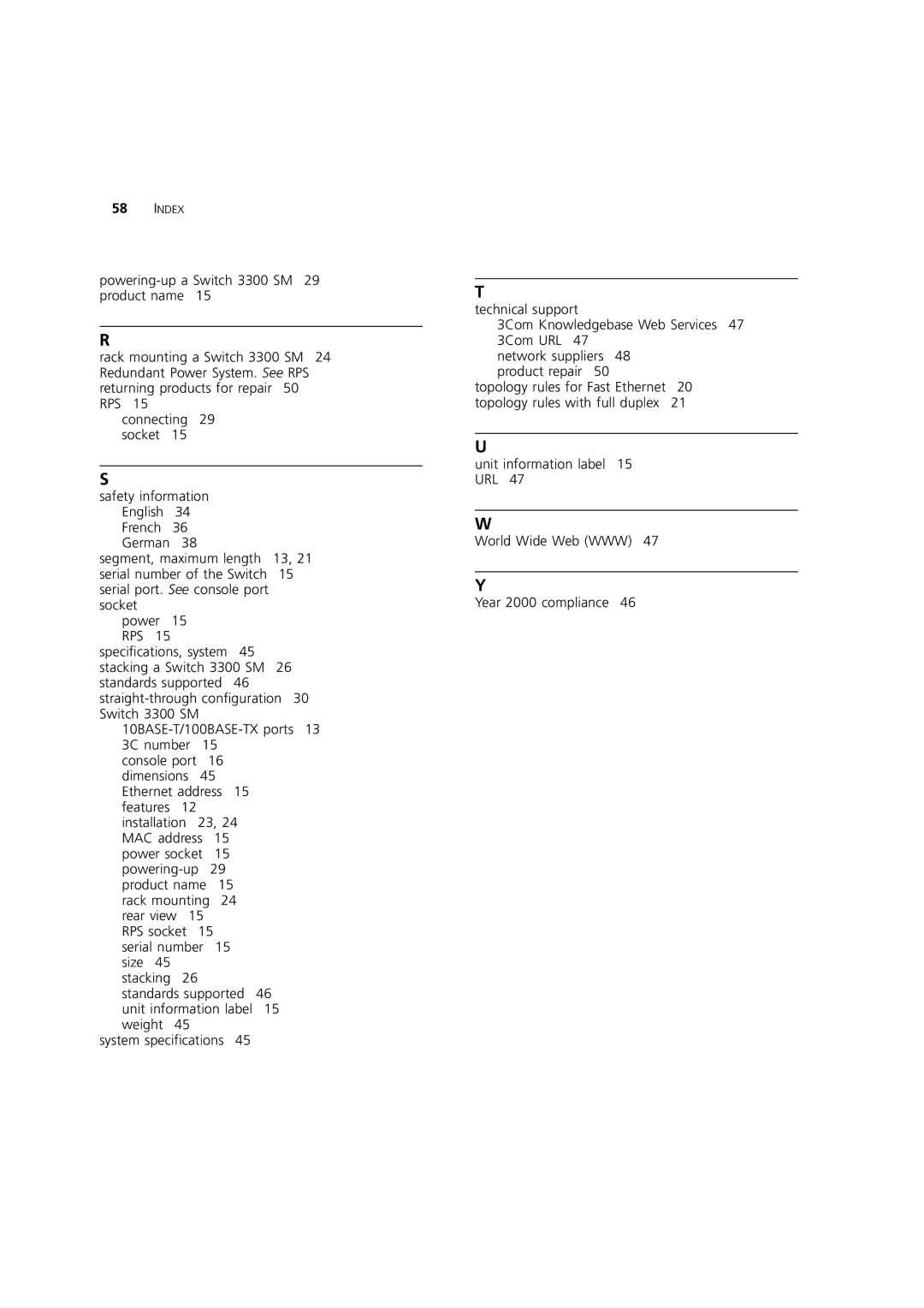 3Com 3C16987A manual Index 