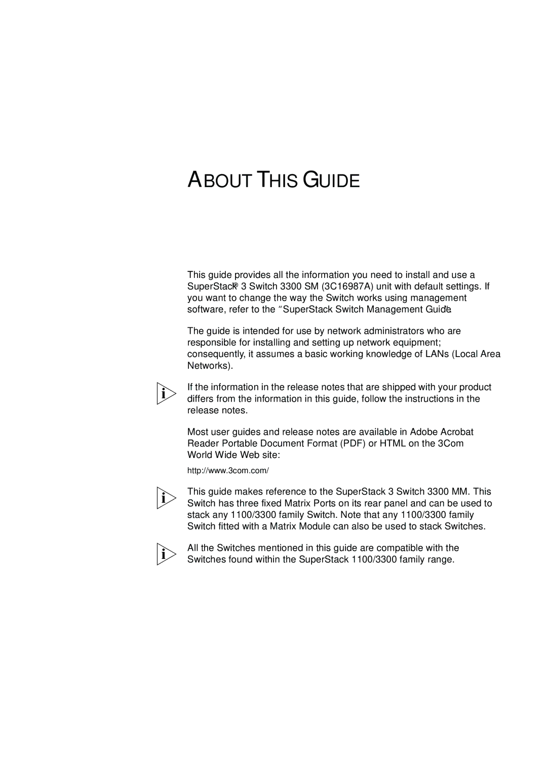 3Com 3C16987A manual About this Guide 