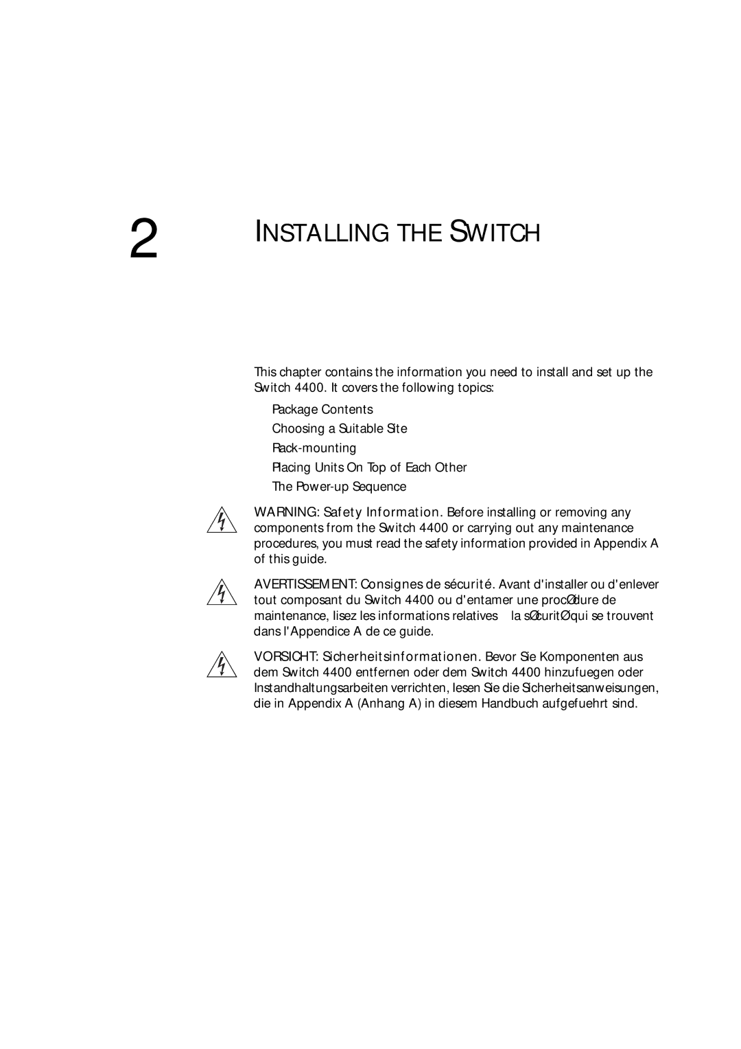 3Com 3C17204, 3C172203 manual Installing the Switch 