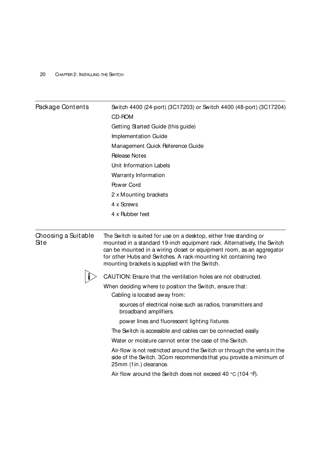 3Com 3C172203, 3C17204 manual Package Contents 