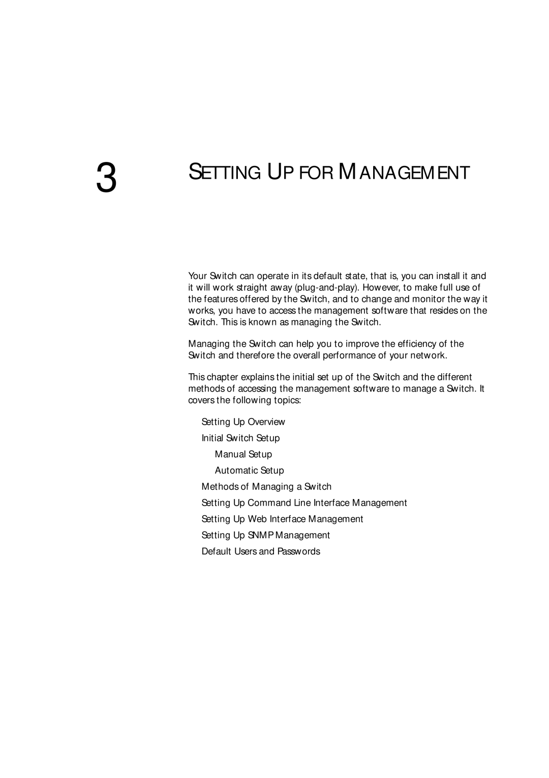 3Com 3C17204, 3C172203 manual Setting UP for Management 