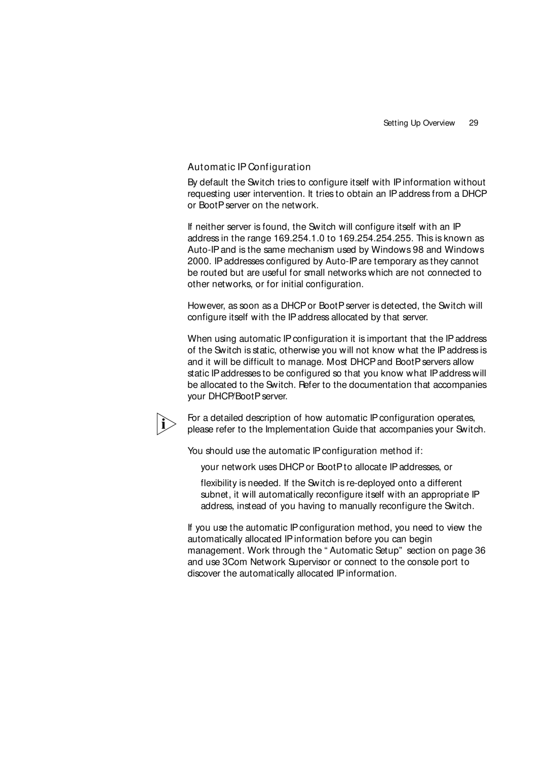 3Com 3C17204, 3C172203 manual Automatic IP Configuration 