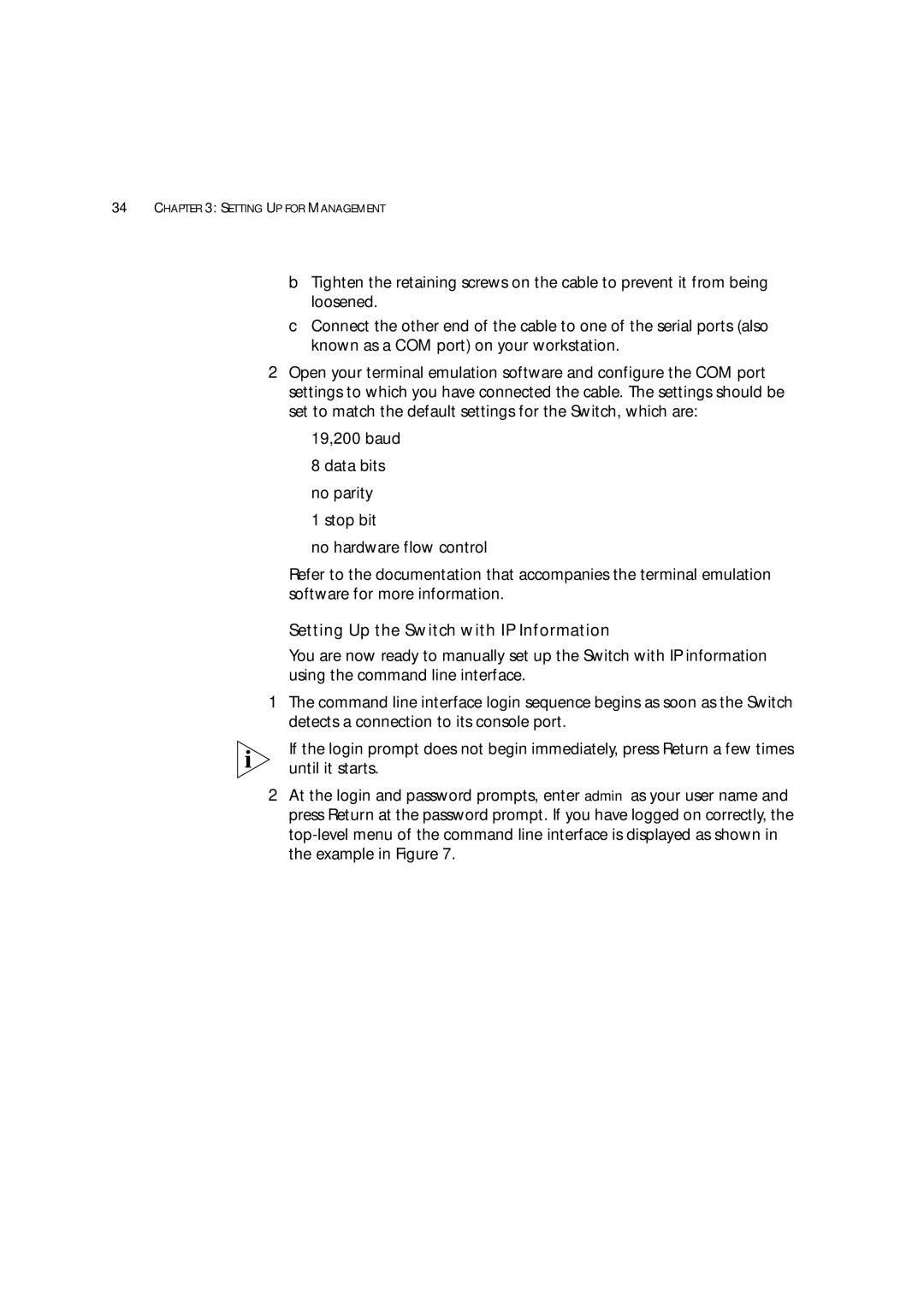 3Com 3C172203, 3C17204 manual Setting Up the Switch with IP Information 