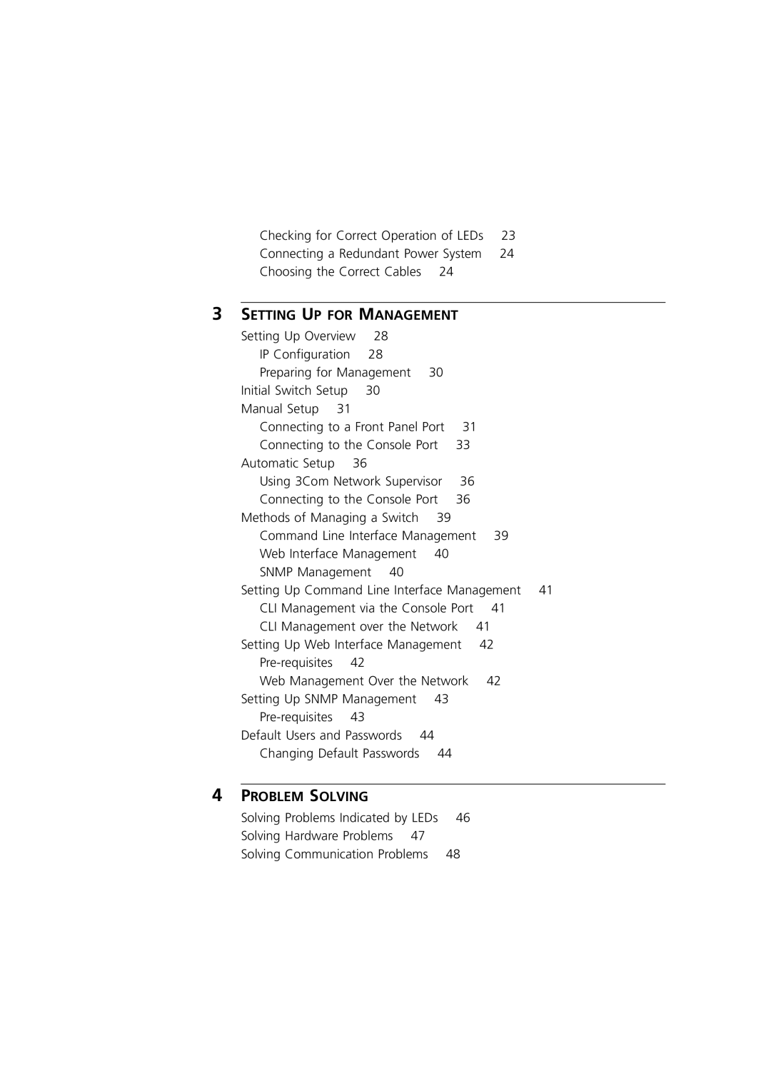 3Com 3C172203, 3C17204 manual Setting UP for Management, Setting Up Command Line Interface Management 