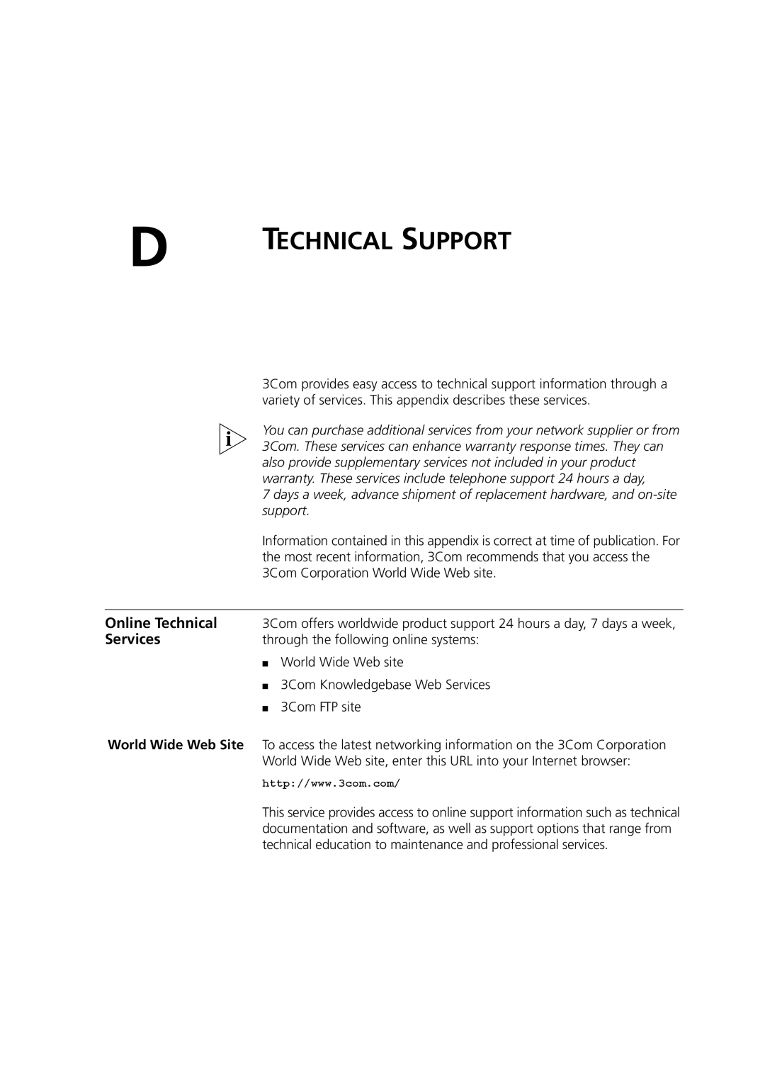 3Com 3C17300, C17302, C17304 manual Online Technical, Services 