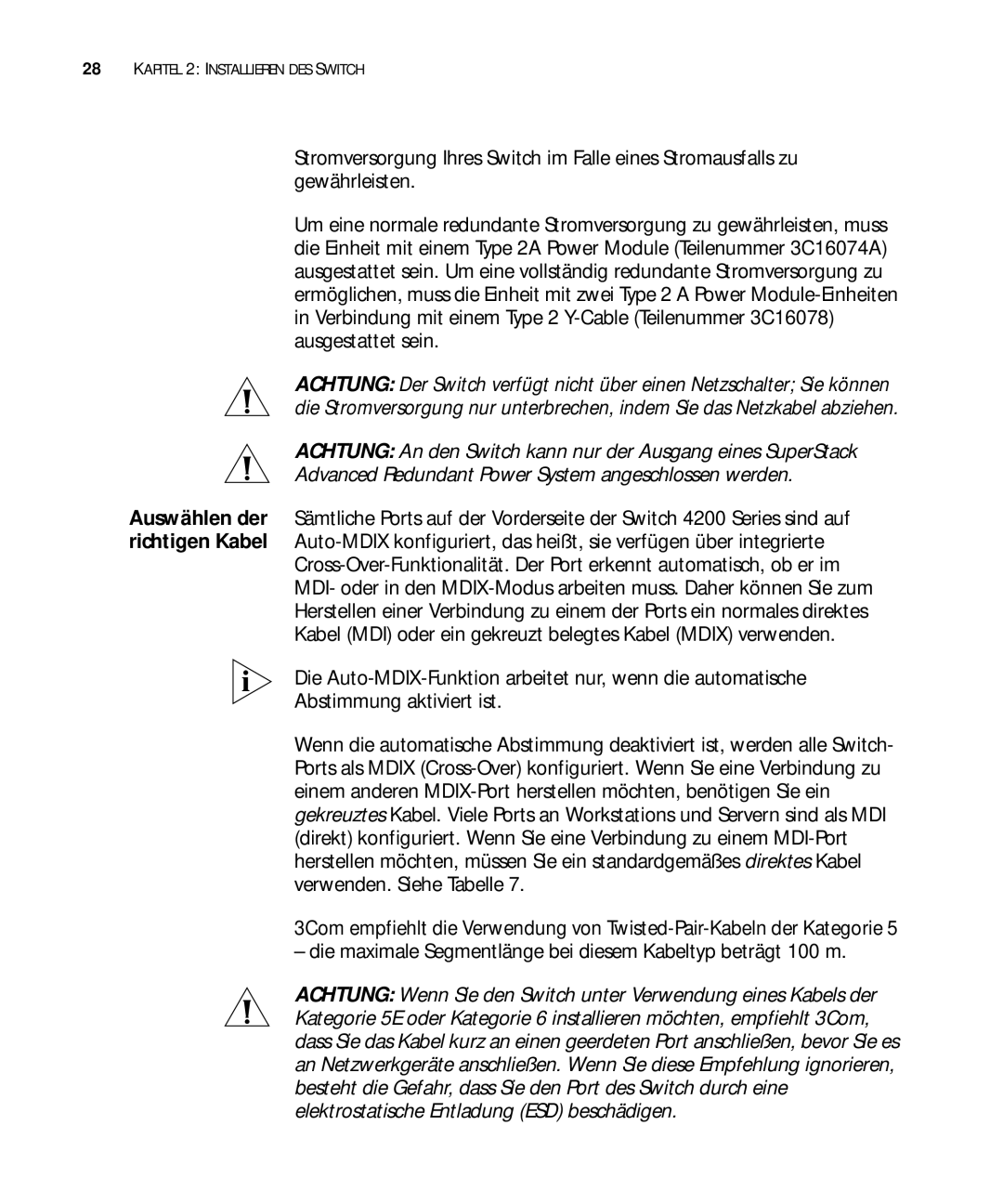 3Com 3C17302, 3C17304, 3C17300 manual Kapitel 2 Installieren DES Switch 