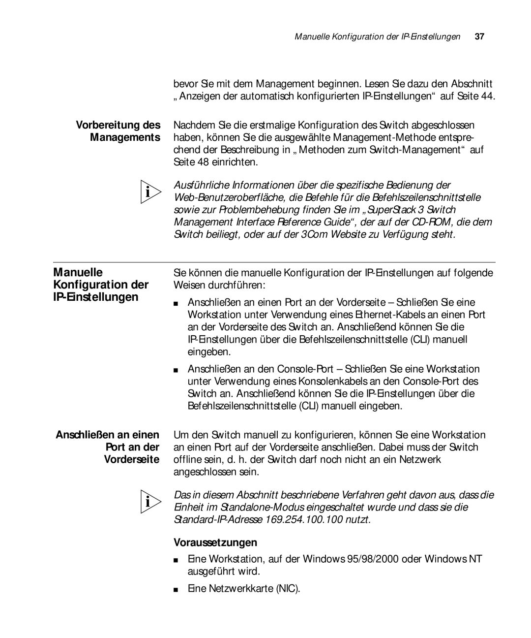 3Com 3C17302, 3C17304, 3C17300 manual Manuelle, Konfiguration der, IP-Einstellungen 