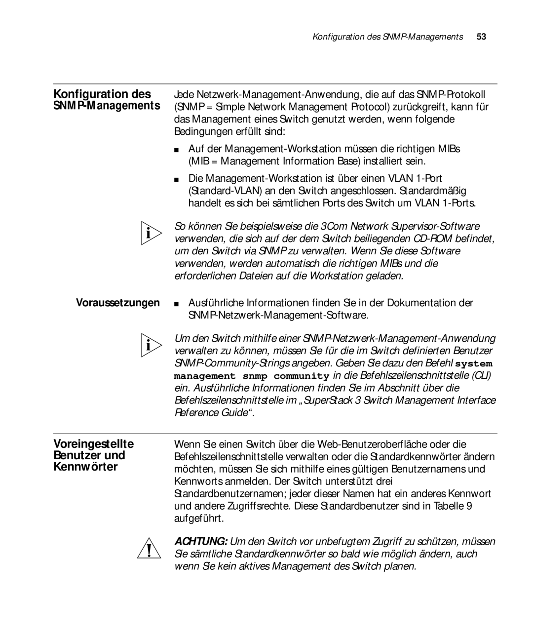 3Com 3C17300, 3C17304, 3C17302 manual Voreingestellte Benutzer und Kennwörter 